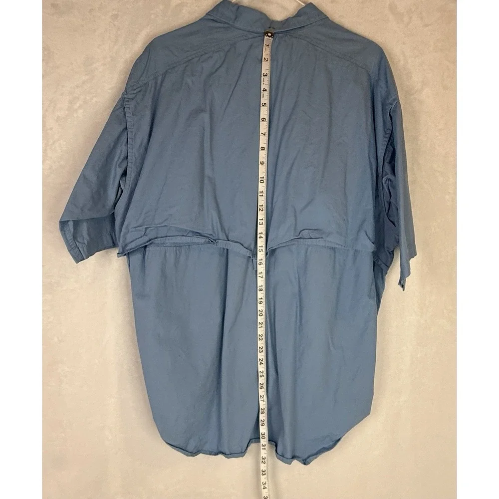 Cabela's Fishing Shirt XL Blue Vented Utility Short Sleeve Outdoor Cotton Pocket - Picture 3 of 8